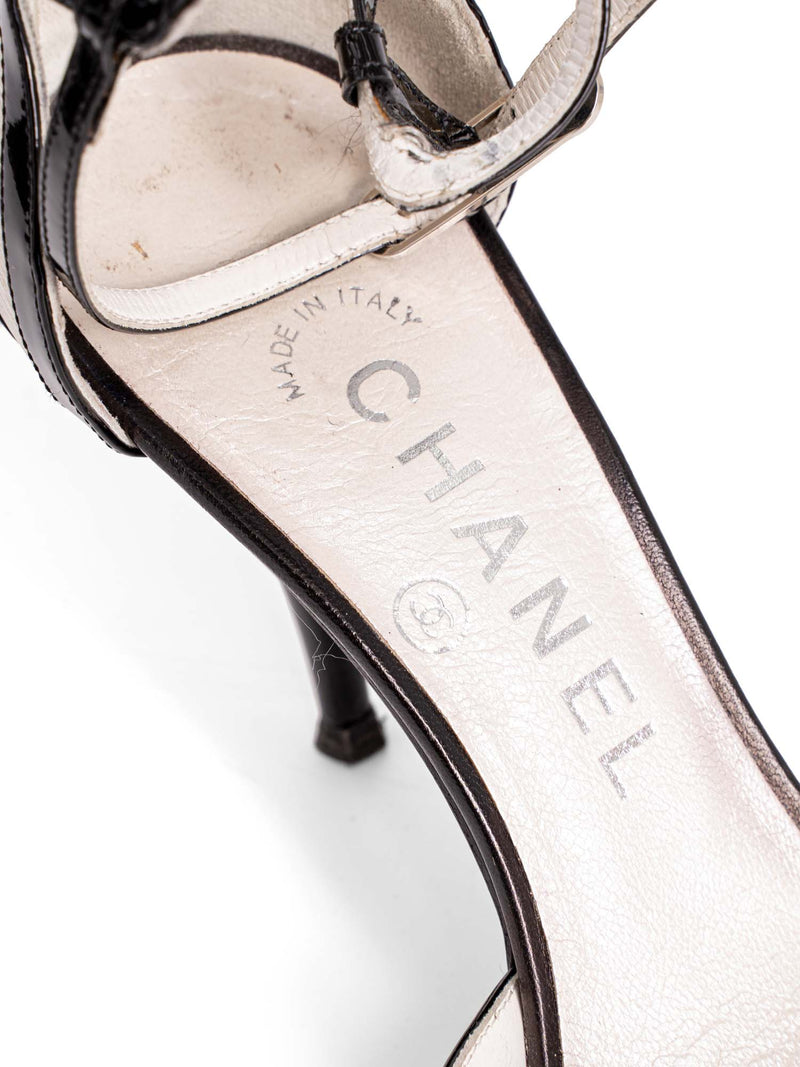 CHANEL Patent Leather Pumps Black White-designer resale