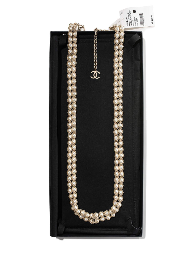 CHANEL Pearl CC Logo Long Necklace-designer resale