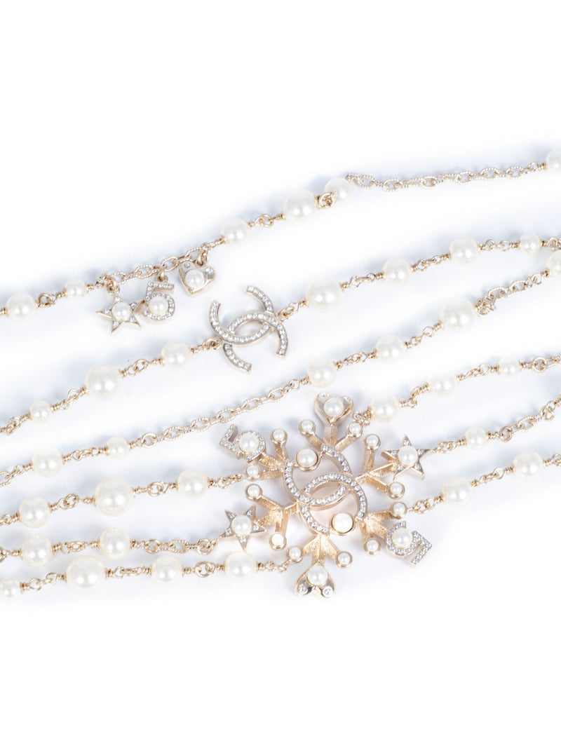 CHANEL Pearl Crystal CC Logo Long Necklace Gold-designer resale