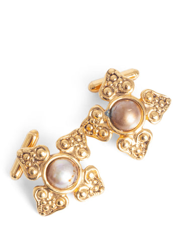CHANEL Pearl Gripoix Cufflinks Gold-designer resale