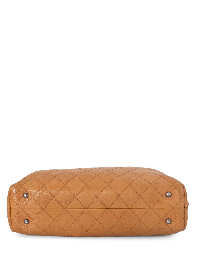 CHANEL Quilted Caviar CC Top Handle Bag Brown-designer resale