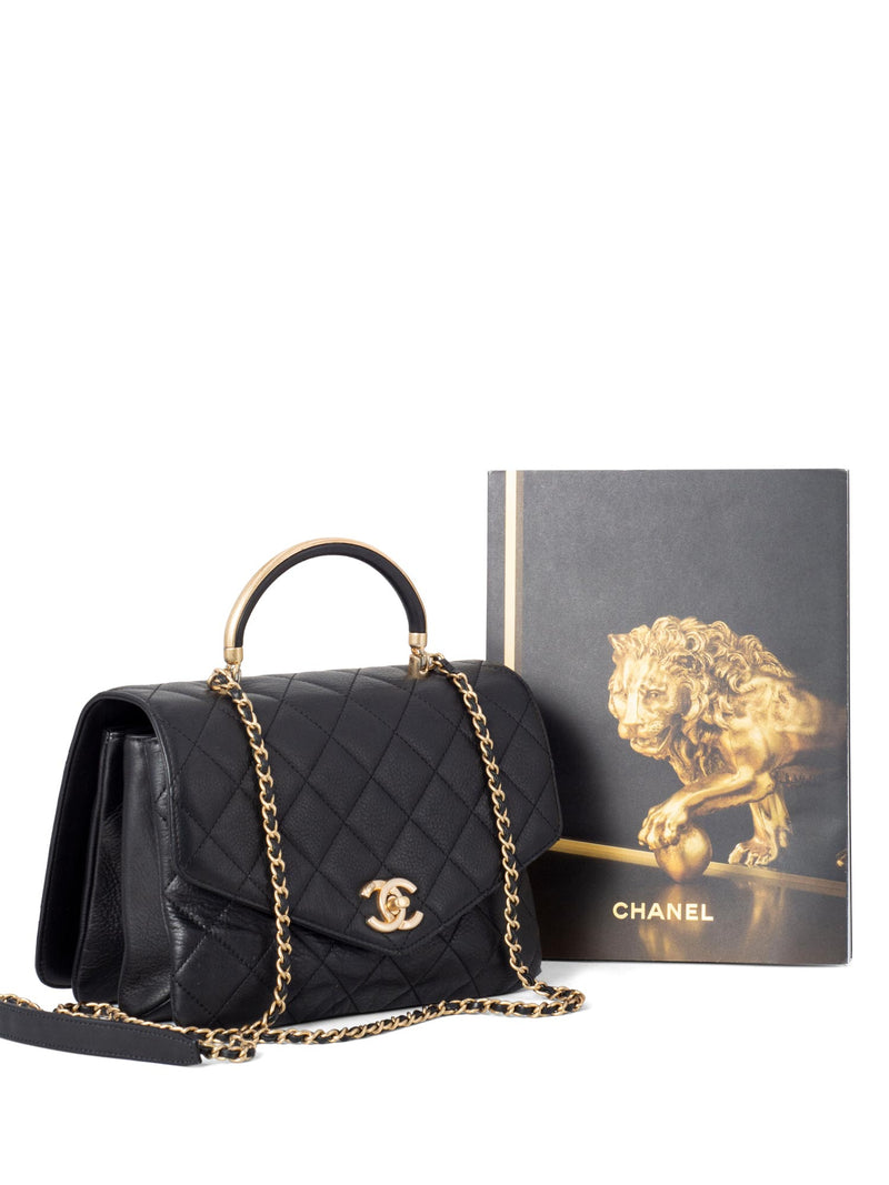 black chanel flap bag with top handle leather