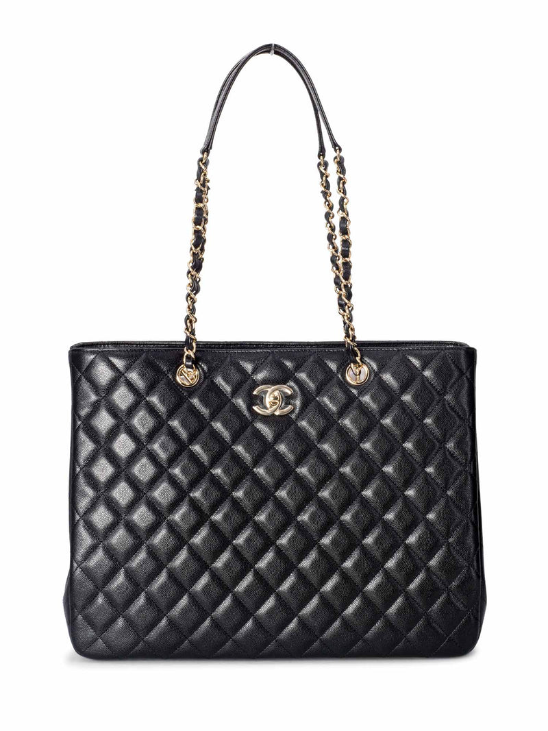 Chanel Large Classic Quilted Caviar Handbag Black/Burgundy