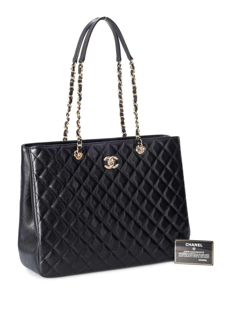 CHANEL Quilted Caviar Large Shopper Bag Black-designer resale