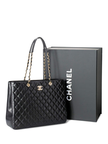 CHANEL Quilted Caviar Large Shopper Bag Black-designer resale