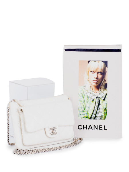 CHANEL Quilted Caviar Leather CC Logo Flap Messenger Bag
