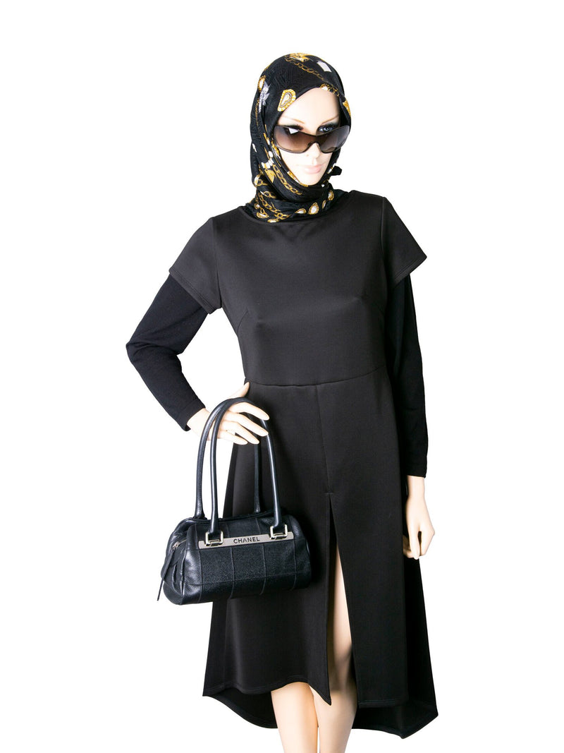 CHANEL Quilted Caviar Leather Top Handle Bag Black-designer resale