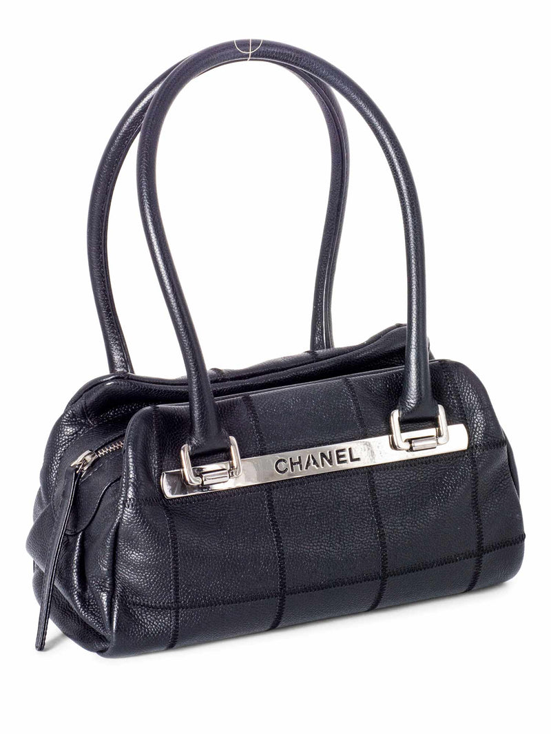 CHANEL Quilted Caviar Leather Top Handle Bag Black-designer resale