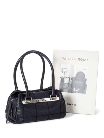 CHANEL Quilted Caviar Leather Top Handle Bag Black-designer resale
