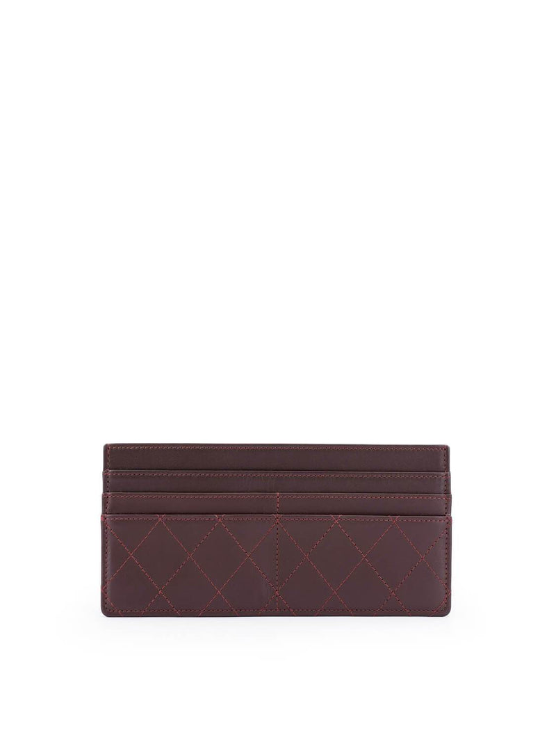 CHANEL Quilted Lambskin Leather Wallet Burgundy-designer resale