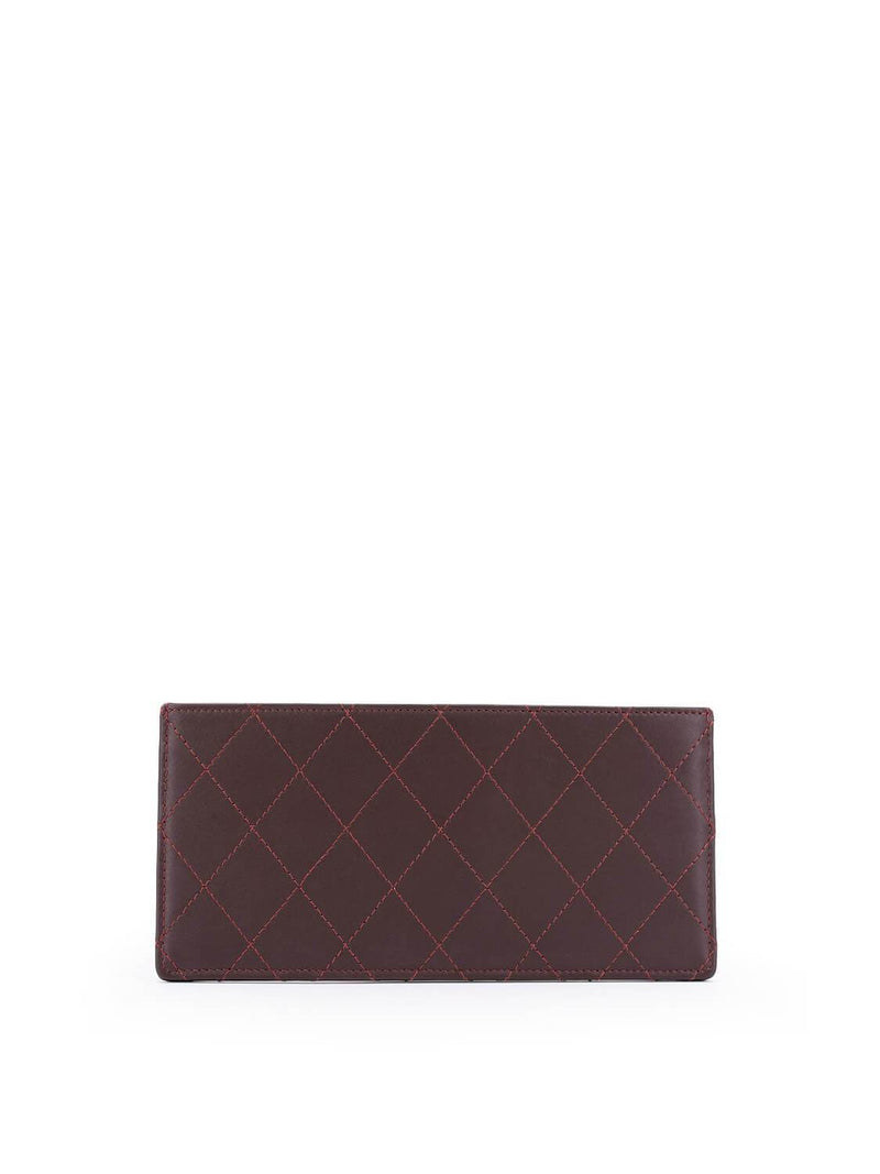 CHANEL Quilted Lambskin Leather Wallet Burgundy-designer resale