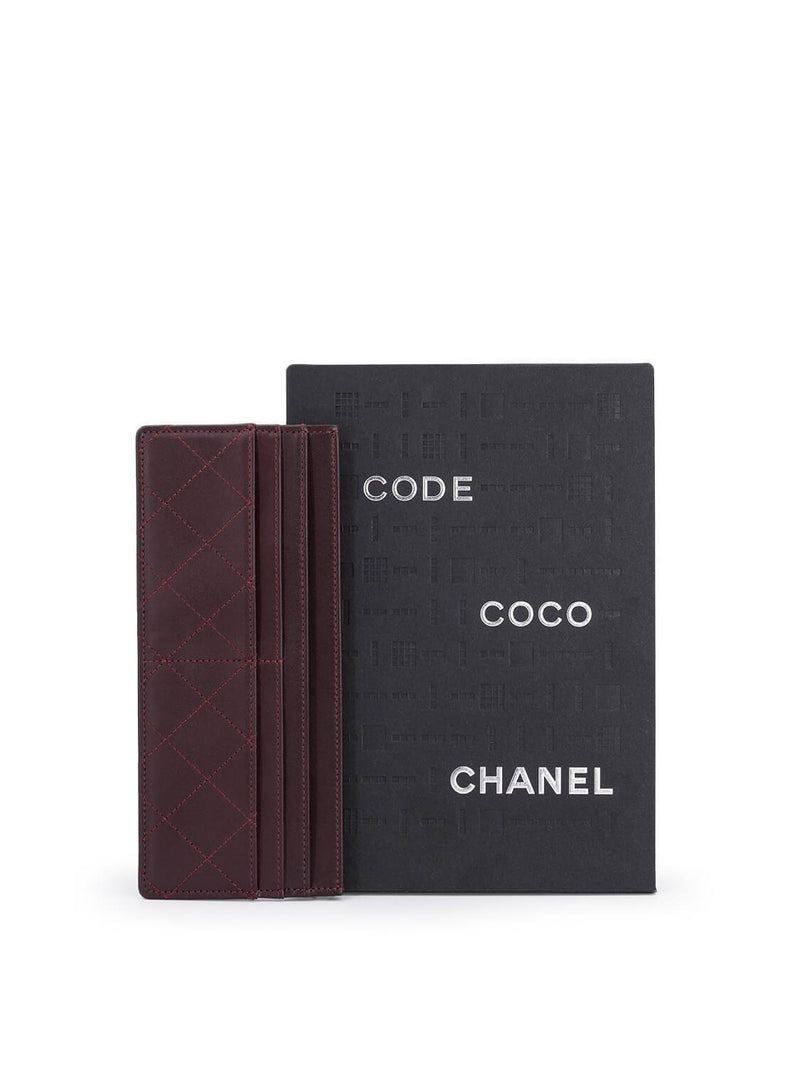 CHANEL Quilted Lambskin Leather Wallet Burgundy-designer resale