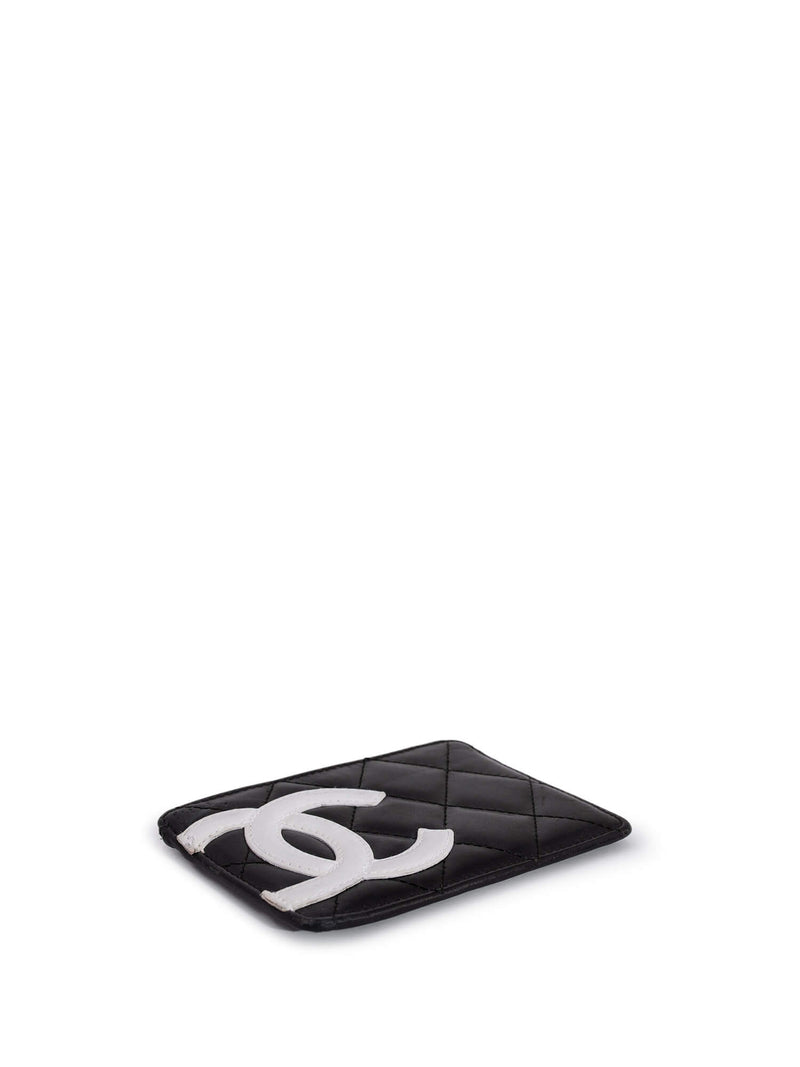 CHANEL Quilted Leather CC Cambon Card Holder Wallet Black-designer resale