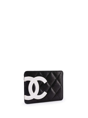 CHANEL Quilted Leather CC Cambon Card Holder Wallet Black-designer resale