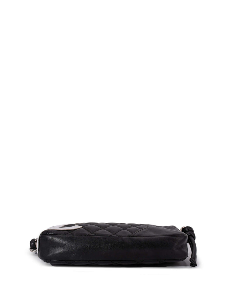 CHANEL Quilted Leather CC Cambon Shoulder Bag Black White-designer resale