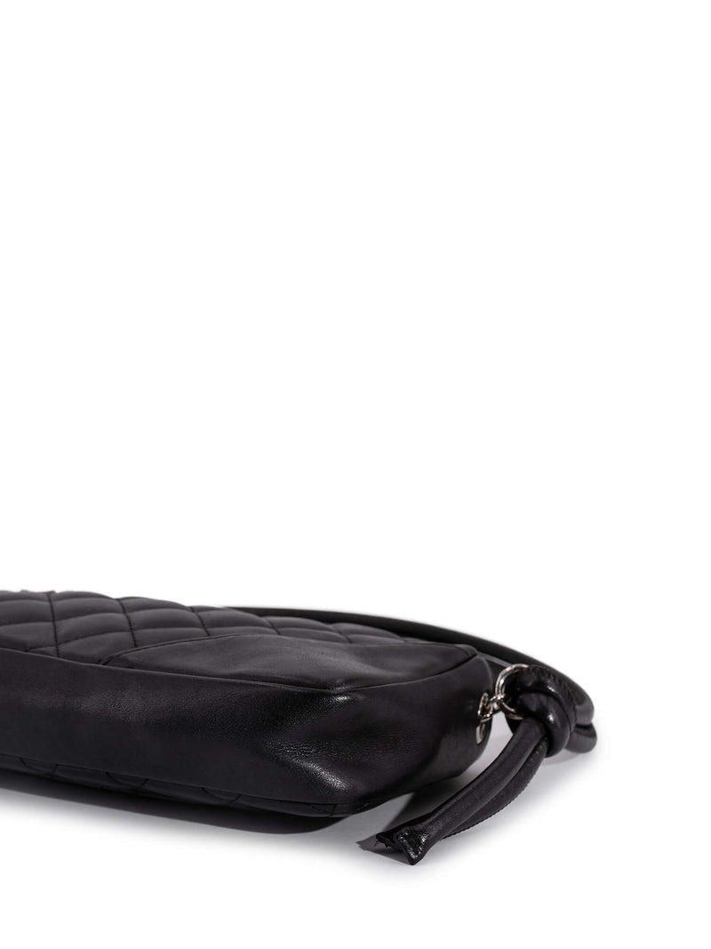 CHANEL Quilted Leather CC Cambon Shoulder Bag Black White-designer resale