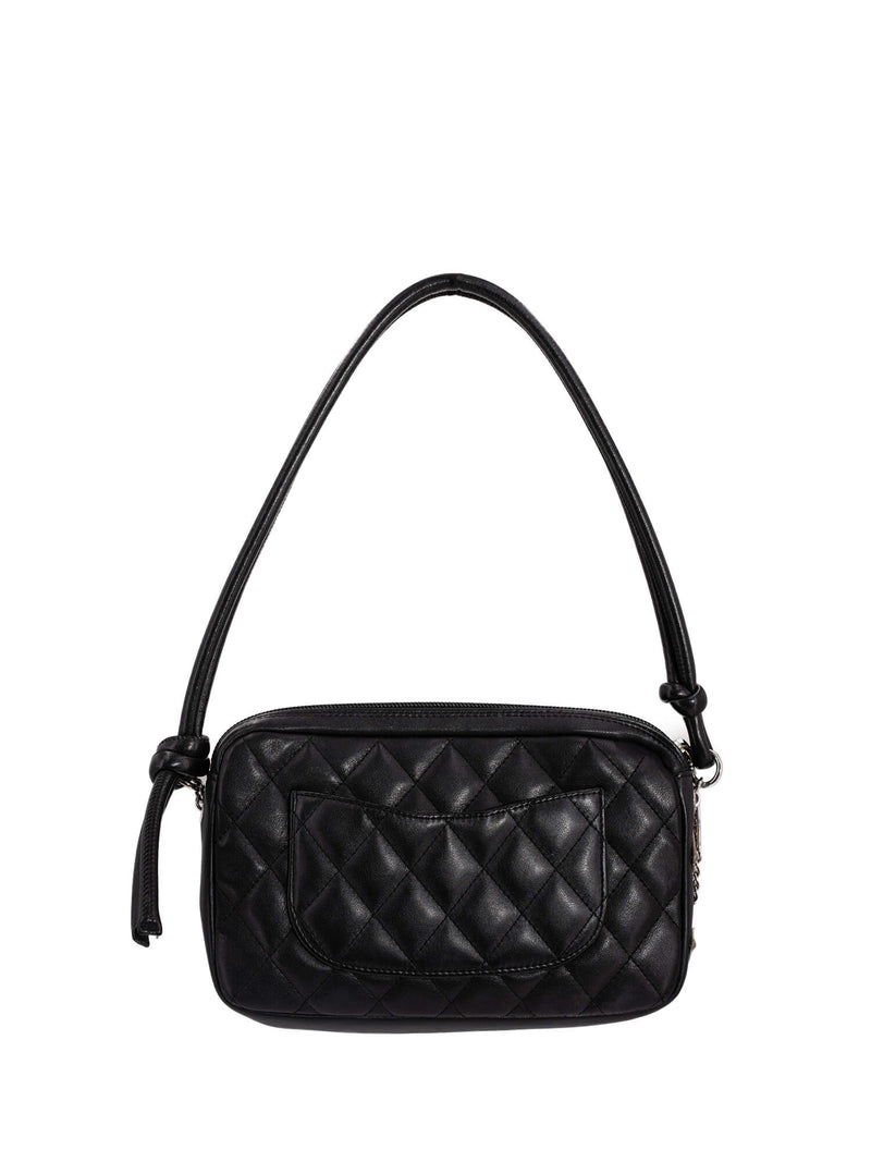 CHANEL Quilted Leather CC Cambon Shoulder Bag Black White-designer resale
