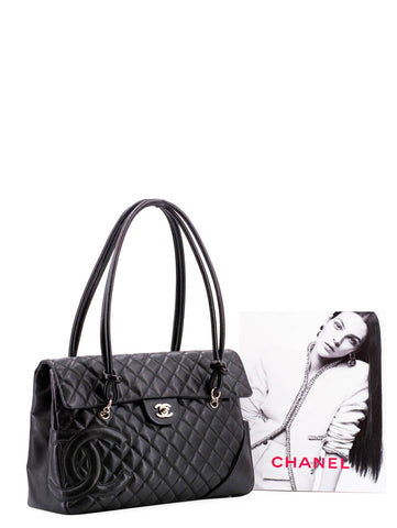CHANEL Quilted Leather CC Flap Maxi Bag Black-designer resale