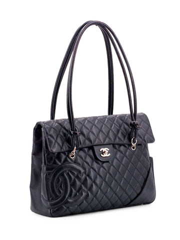 CHANEL Quilted Leather CC Flap Maxi Bag Black-designer resale