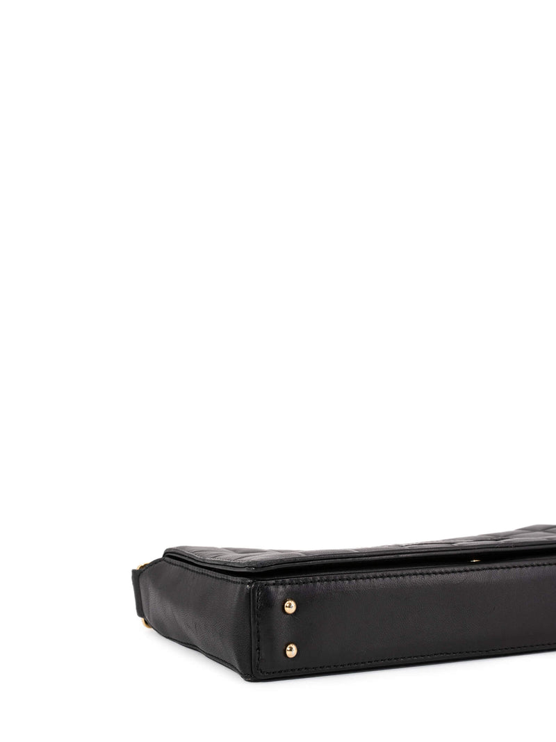 CHANEL Quilted Leather CC Logo Chocolate Bar Flap Bag Black-designer resale