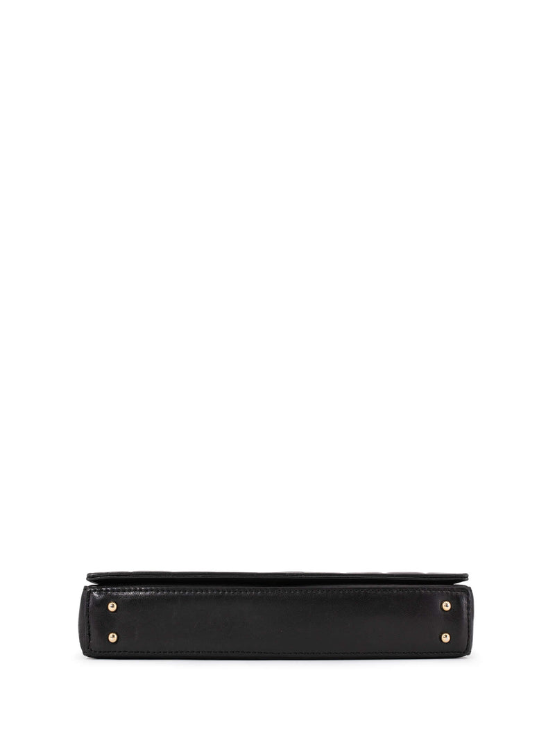 CHANEL Quilted Leather CC Logo Chocolate Bar Flap Bag Black-designer resale