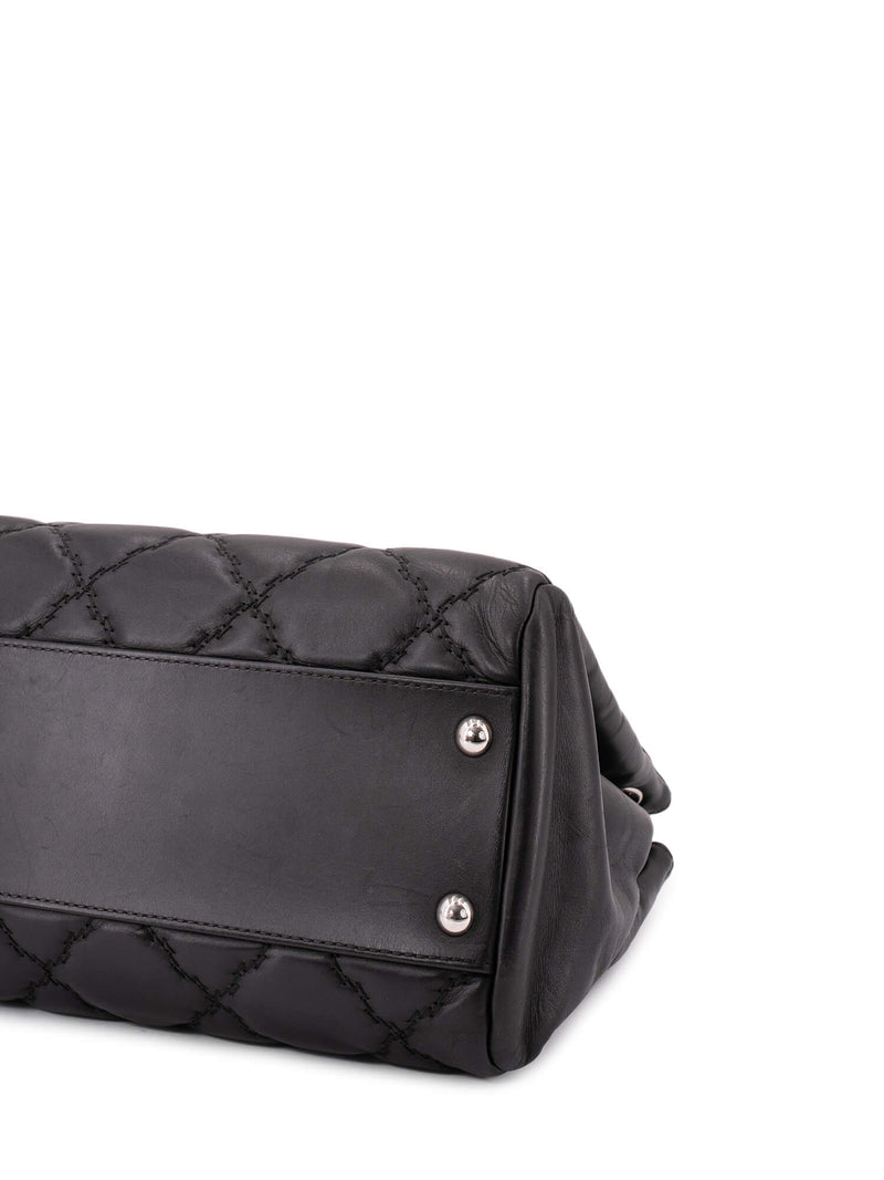 CHANEL Quilted Leather CC Logo Flap Bag Black-designer resale