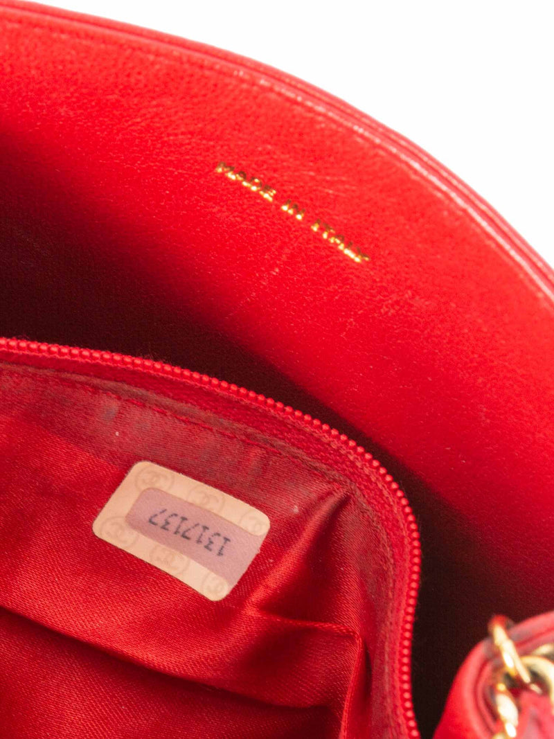 CHANEL Quilted Leather CC Logo Flap Messenger Bag Red-designer resale