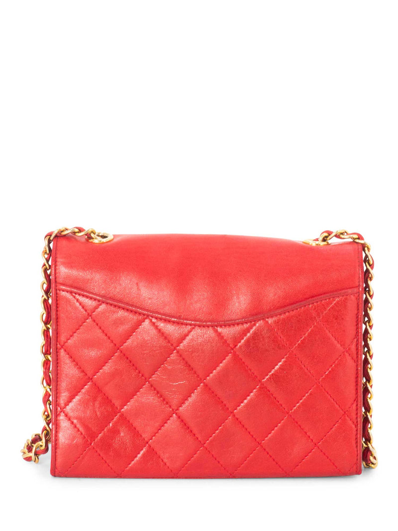 CHANEL Quilted Leather CC Logo Flap Messenger Bag Red-designer resale