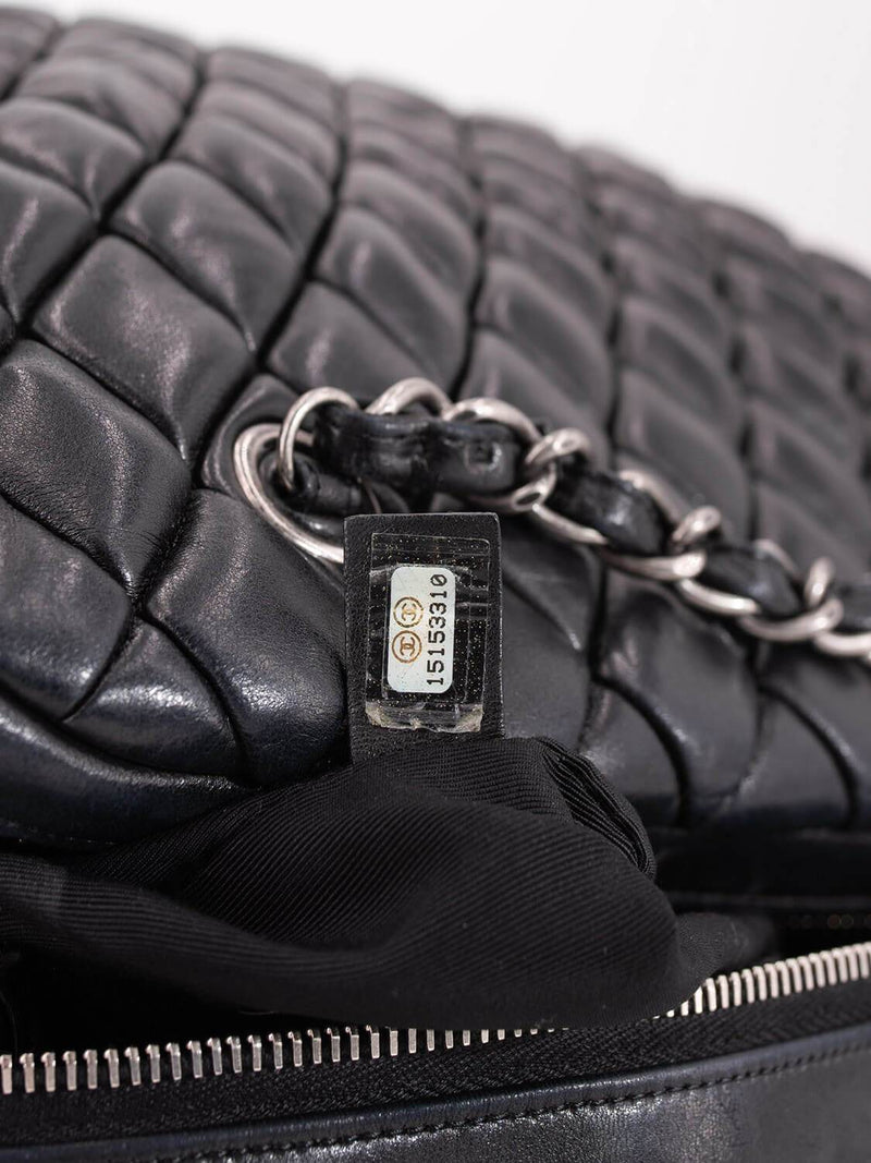 CHANEL Quilted Leather CC Logo Large Bag Black-designer resale