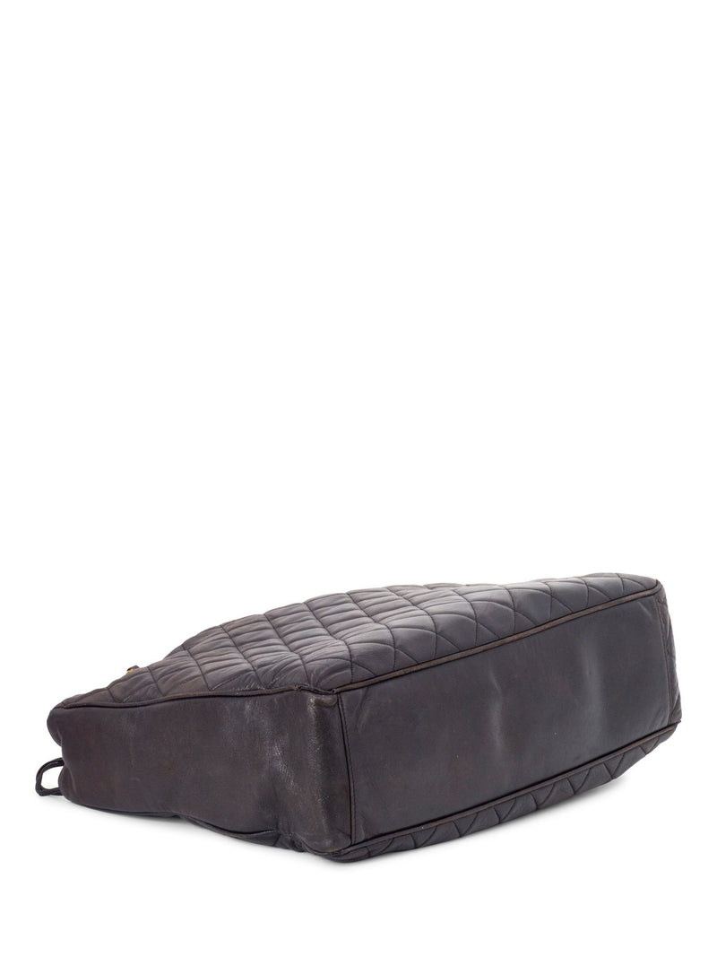 CHANEL Quilted Leather CC Logo Medallion Large Shopper Bag Brown-designer resale