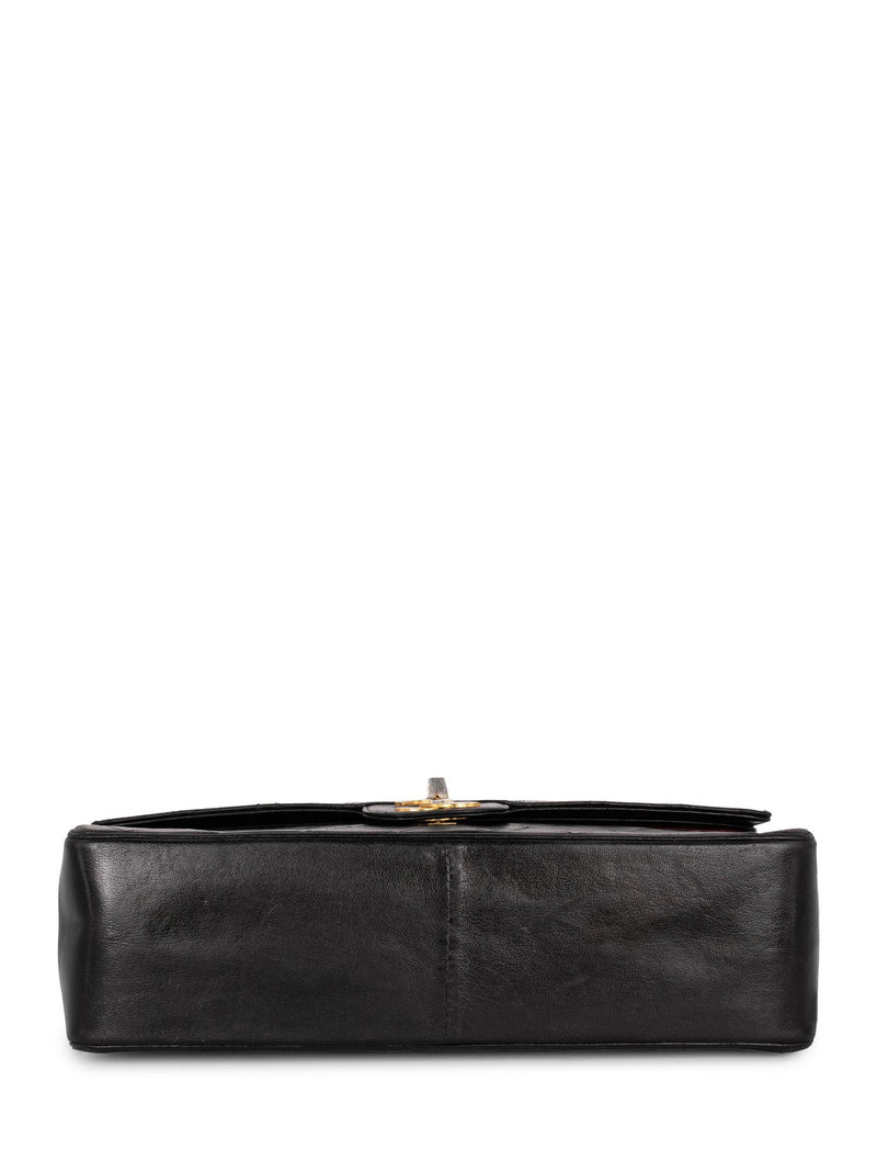 CHANEL Quilted Leather CC Logo Medium Double Flap Bag Black-designer resale