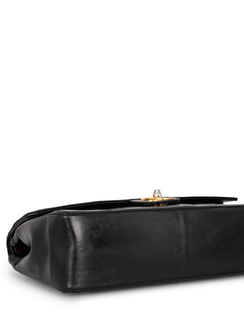 CHANEL Quilted Leather CC Logo Medium Double Flap Bag Black-designer resale