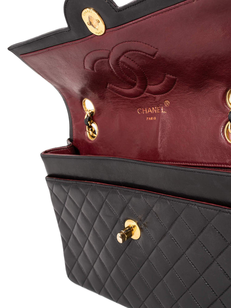 CHANEL Quilted Leather CC Logo Medium Flap Bag Black-designer resale