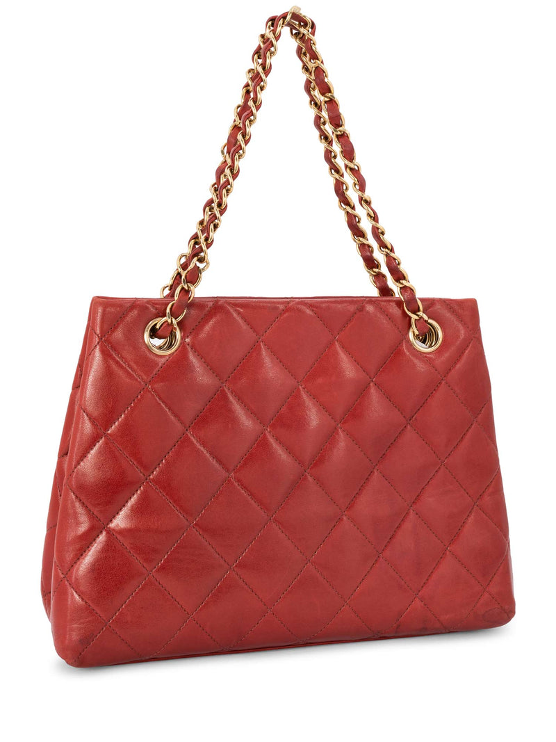 CHANEL Quilted Leather CC Logo Shoulder Bag Red-designer resale