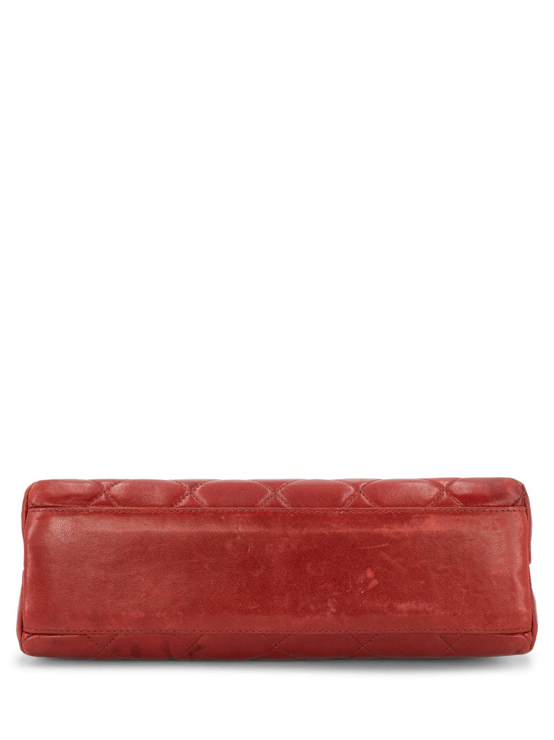 CHANEL Quilted Leather CC Logo Shoulder Bag Red-designer resale