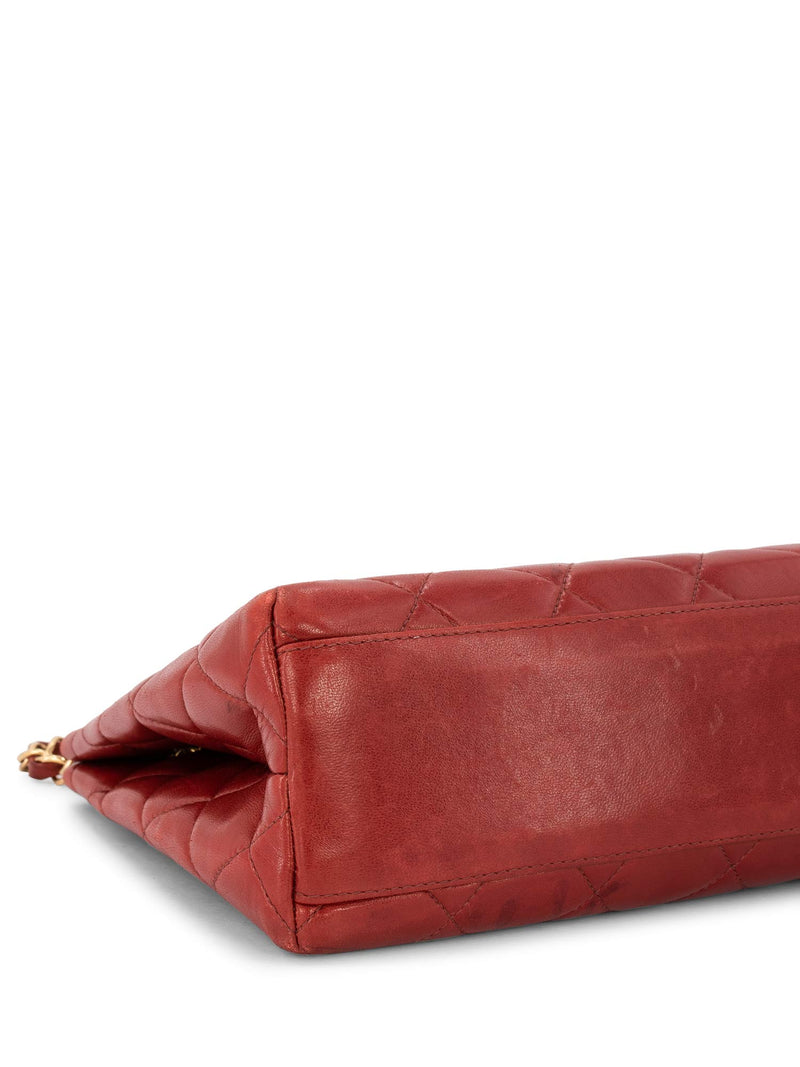 CHANEL Quilted Leather CC Logo Shoulder Bag Red-designer resale