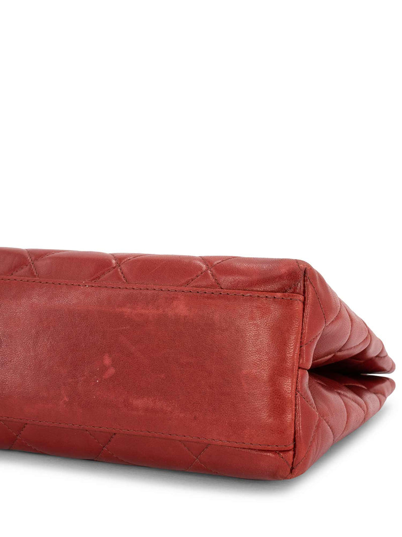 CHANEL Quilted Leather CC Logo Shoulder Bag Red-designer resale