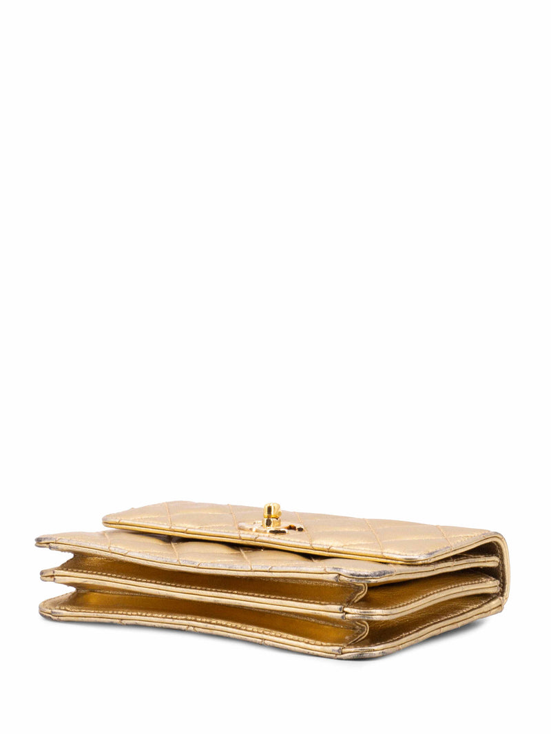 CHANEL Quilted Leather CC Mini Flap Messenger Bag Gold-designer resale