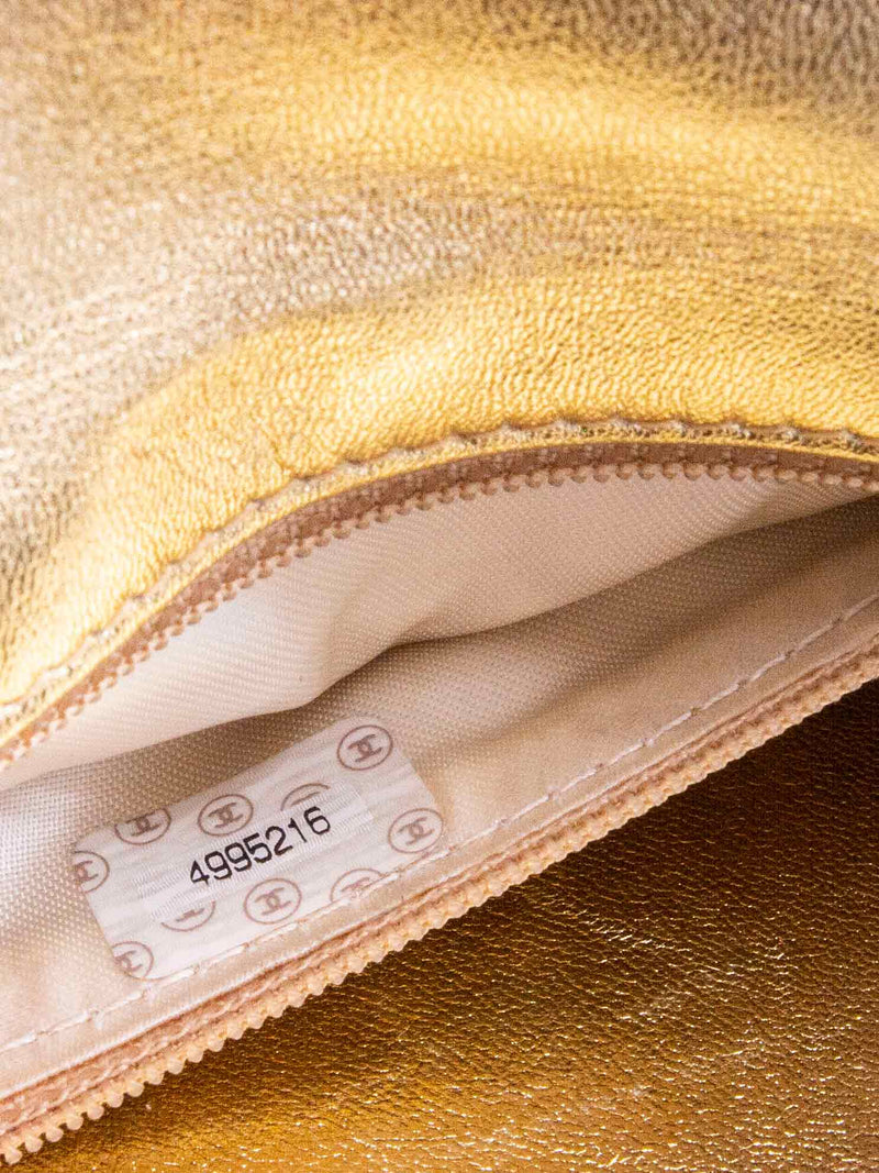 CHANEL Quilted Leather CC Mini Flap Messenger Bag Gold-designer resale