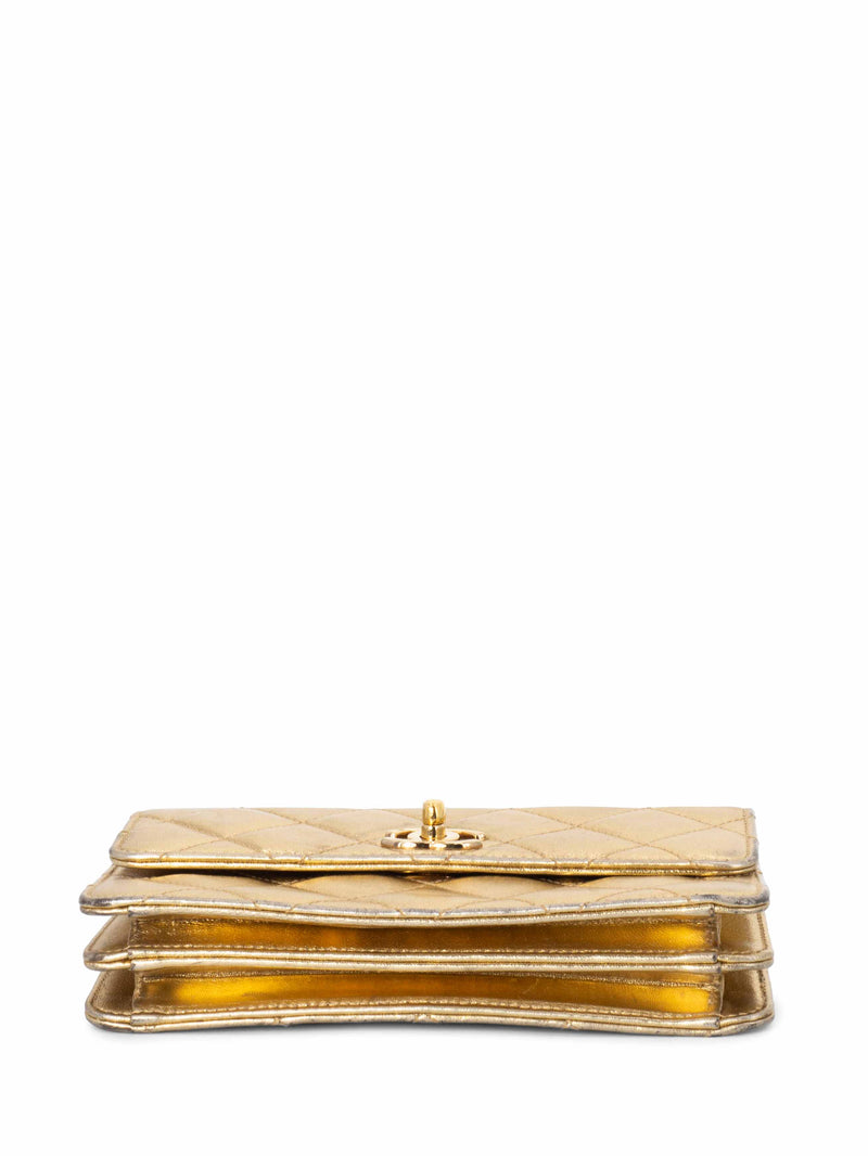 CHANEL Quilted Leather CC Mini Flap Messenger Bag Gold-designer resale