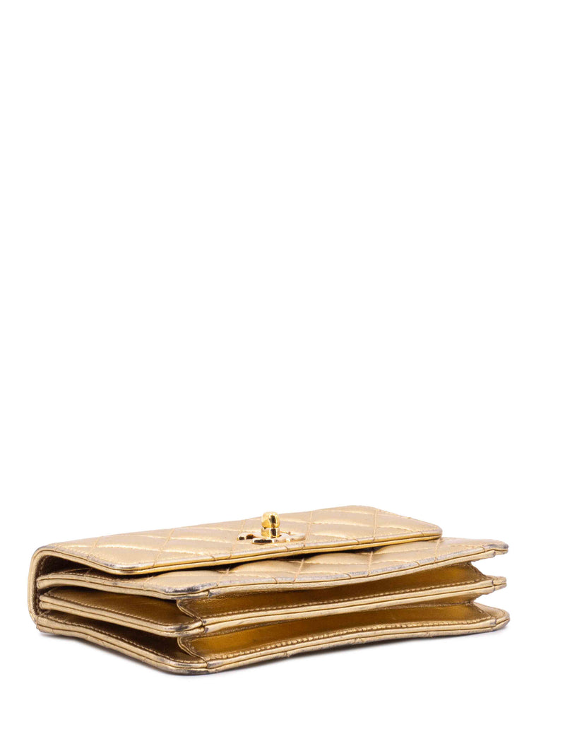 CHANEL Quilted Leather CC Mini Flap Messenger Bag Gold-designer resale