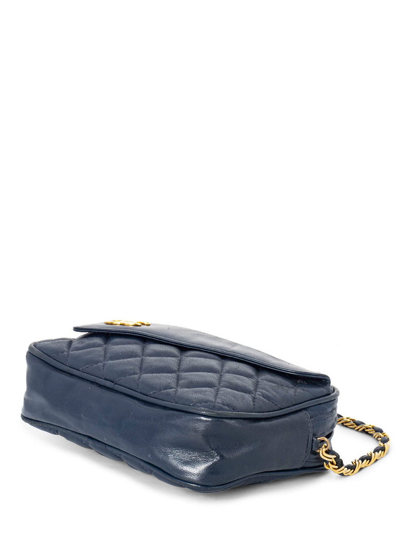 CHANEL Quilted Leather CC Tassel Camera Bag Blue-designer resale