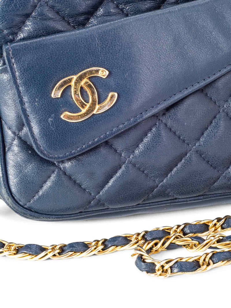 CHANEL Quilted Leather CC Tassel Camera Bag Blue-designer resale
