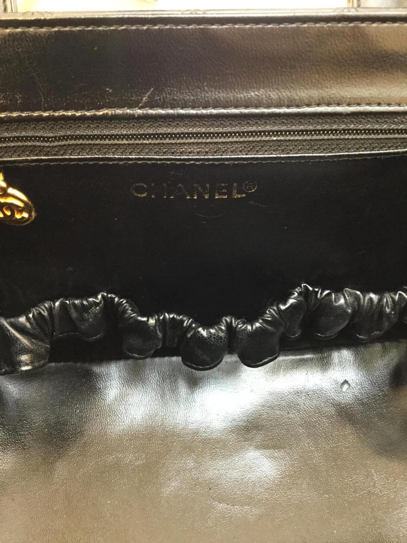 CHANEL Quilted Leather CC Vanity Globe Trotter Bag Black-designer resale