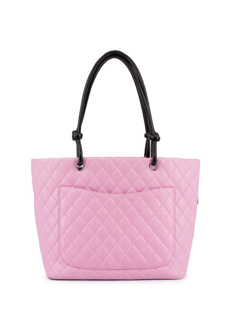 Chanel Cambon Ligne Bowler 227067 Pink X Black Quilted Leather Shoulder Bag
