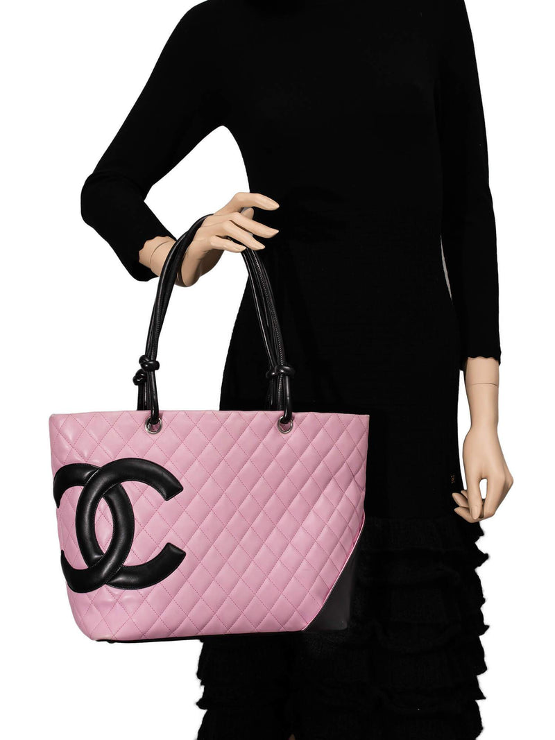 CHANEL Quilted Leather Cambon Bag Pink