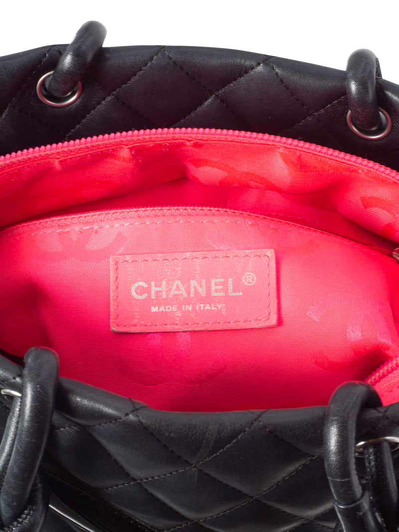 Chanel Tote Bag Quilted Leather Cambon Pink & Black