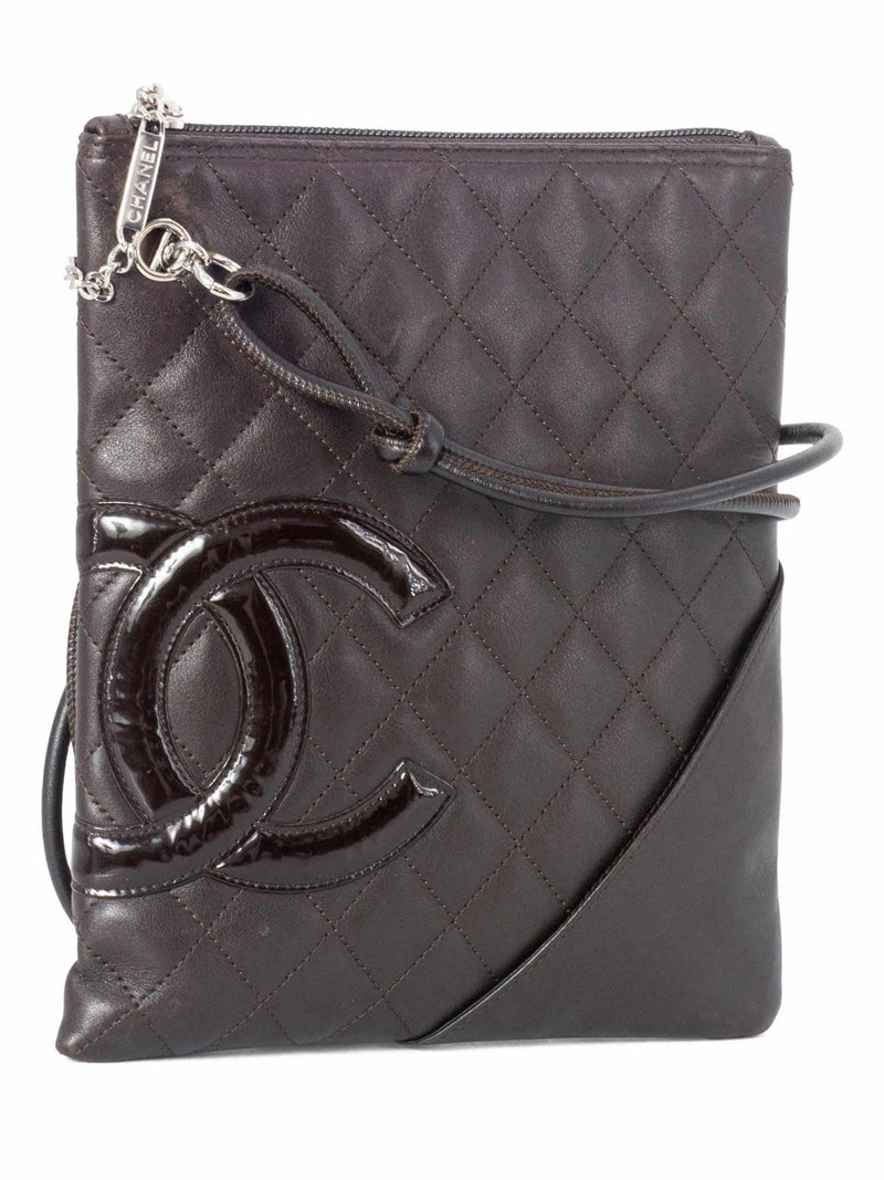 CHANEL Quilted Leather Cambon Messenger Bag Brown-designer resale