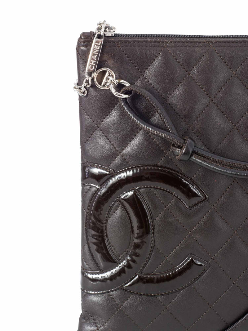 CHANEL Quilted Leather Cambon Messenger Bag Brown-designer resale
