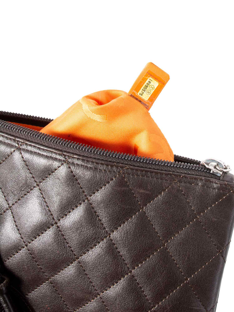 CHANEL Quilted Leather Cambon Messenger Bag Brown-designer resale